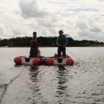 Barcos ancorados para inicio amostragem sedimento